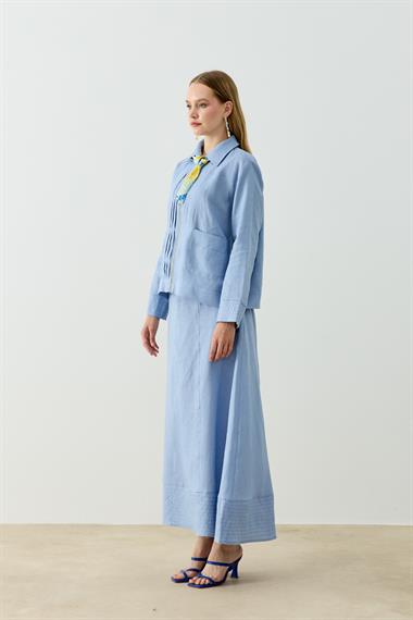 ALICIA KETEN ETEKLİ TAKIM BEBE MAVİSİ