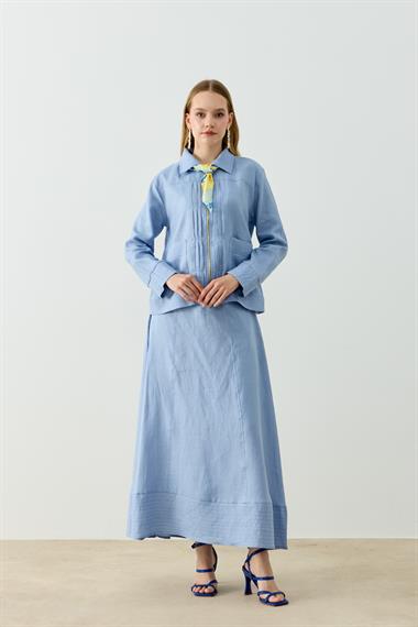 ALICIA KETEN ETEKLİ TAKIM BEBE MAVİSİ