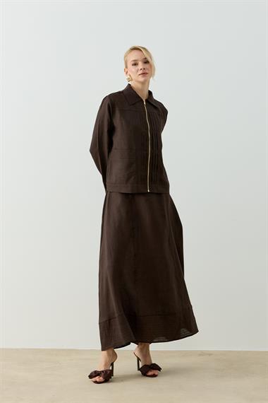 ALICIA KETEN ETEKLİ TAKIM KAHVERENGİ