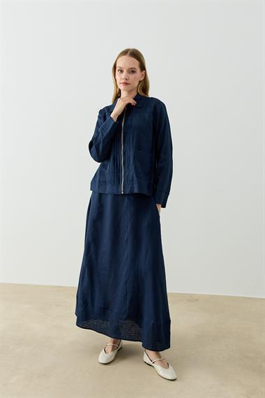 ALICIA KETEN ETEKLİ TAKIM LACİVERT