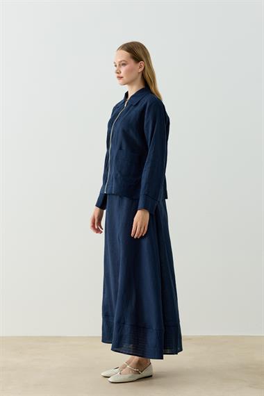 ALICIA KETEN ETEKLİ TAKIM LACİVERT