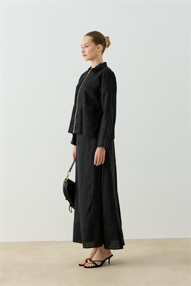 ALICIA KETEN ETEKLİ TAKIM SİYAH