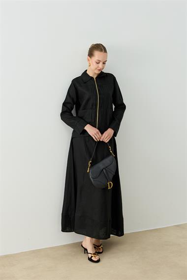 ALICIA KETEN ETEKLİ TAKIM SİYAH