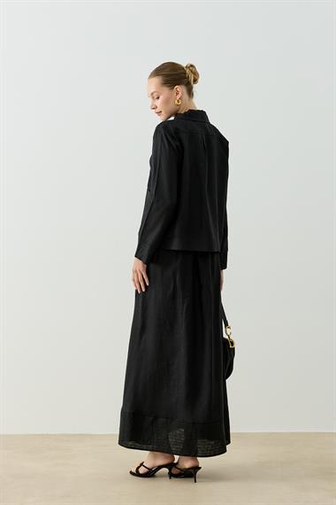 ALICIA KETEN ETEKLİ TAKIM SİYAH