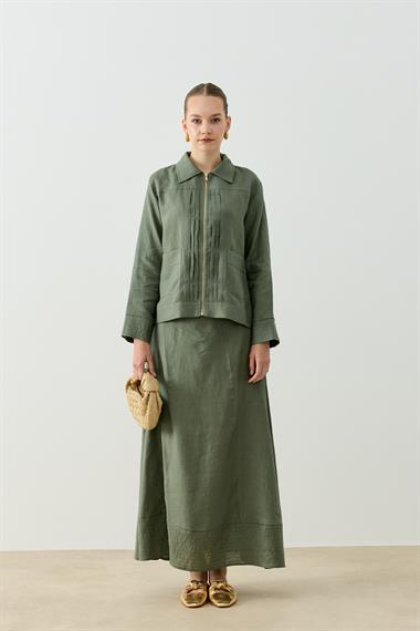 ALICIA KETEN ETEKLİ TAKIM ZÜMRÜT