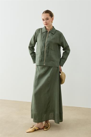 ALICIA KETEN ETEKLİ TAKIM ZÜMRÜT