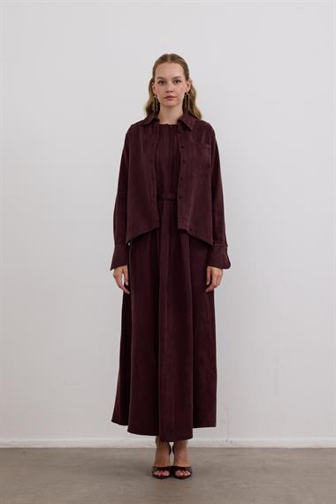 Bella Asimetrik Kesim İçlik Elbiseli Takım MÜRDÜM