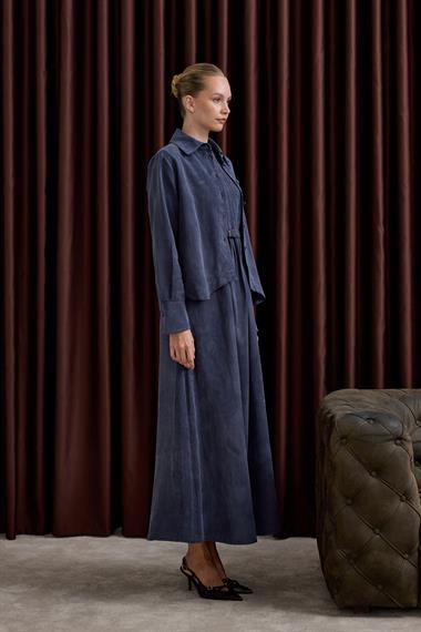 Bella Asimetrik Kesim İçlik Elbiseli Takım LACİVERT