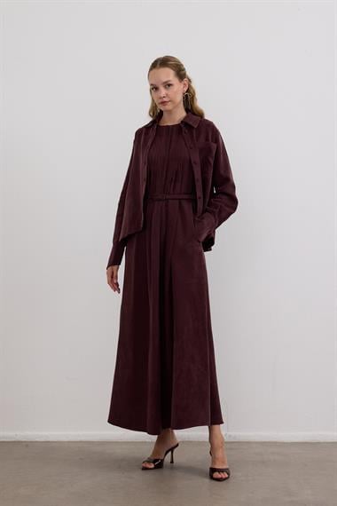 Bella Asimetrik Kesim İçlik Elbiseli Takım MÜRDÜM