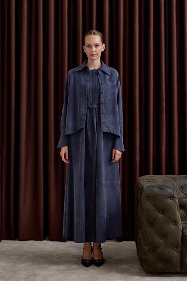 Bella Asimetrik Kesim İçlik Elbiseli Takım LACİVERT