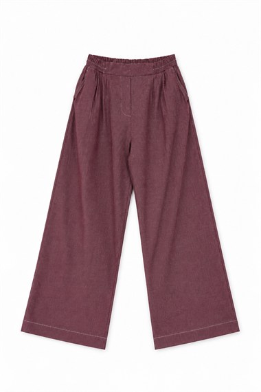 Belly Kontrast Dikiş Detaylı Pantolonlu Takım MÜRDÜM