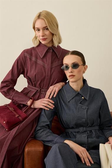 Belly Kontrast Dikiş Detaylı Pantolonlu Takım LACİVERT