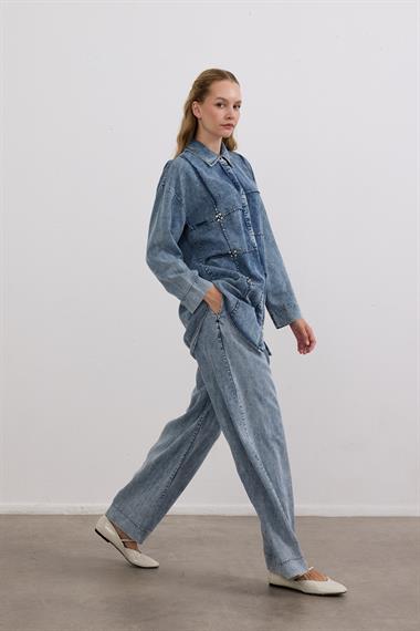 Biana Taş İşlemeli Pantolonlu Takım SİYAH