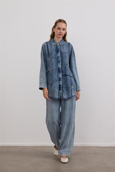 Biana Taş İşlemeli Pantolonlu Takım SİYAH