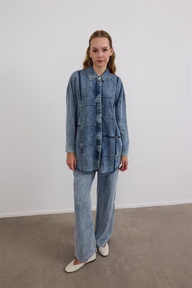 Biana Taş İşlemeli Pantolonlu Takım SİYAH