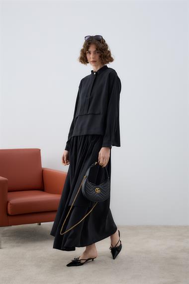 Bianca Allerli Asimetrik Etekli Takım SİYAH