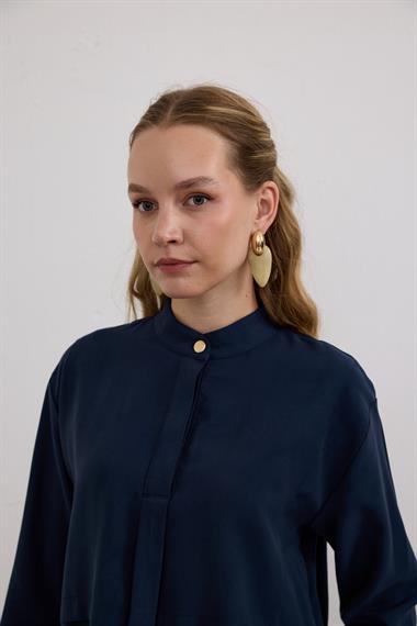 Bianca Allerli Asimetrik Etekli Takım LACİVERT