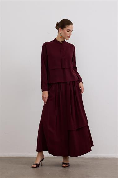 Bianca Allerli Asimetrik Etekli Takım MÜRDÜM