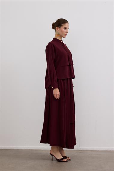 Bianca Allerli Asimetrik Etekli Takım MÜRDÜM