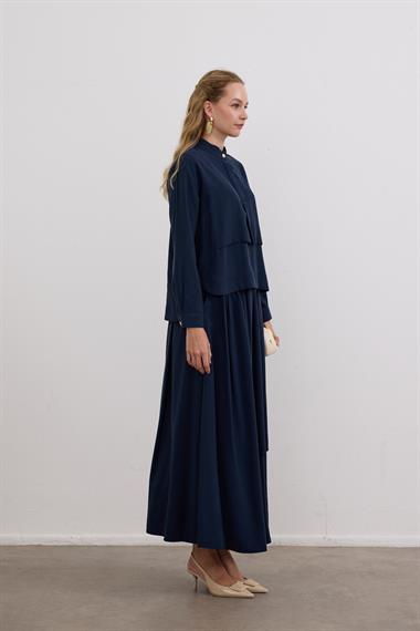 Bianca Allerli Asimetrik Etekli Takım LACİVERT