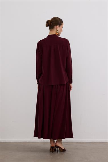 Bianca Allerli Asimetrik Etekli Takım MÜRDÜM