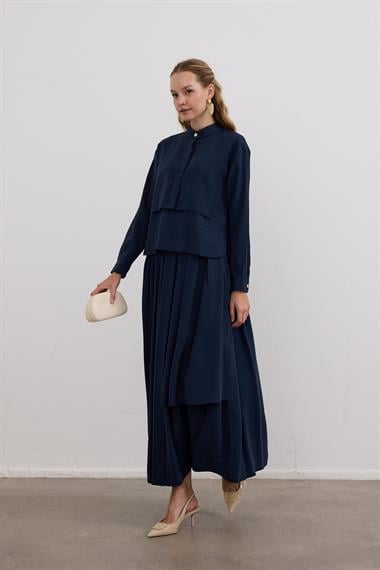 Bianca Allerli Asimetrik Etekli Takım LACİVERT