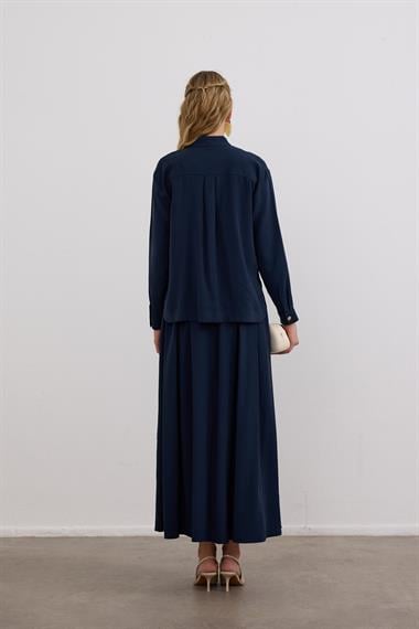 Bianca Allerli Asimetrik Etekli Takım LACİVERT