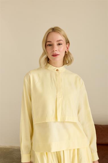 Bianca Allerli Asimetrik Modal Etekli Takım SARI