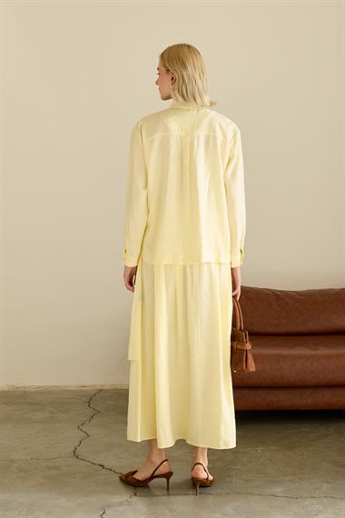 Bianca Allerli Asimetrik Modal Etekli Takım SARI