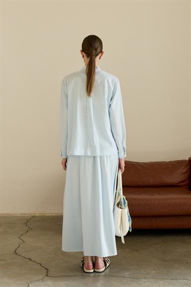 Bianca Allerli Asimetrik Modal Etekli Takım MAVİ