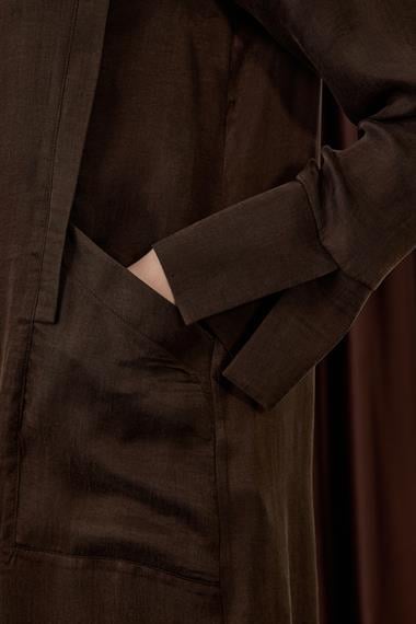 Calvin Aller Cep Detaylı Uzun Tunik KAHVERENGİ