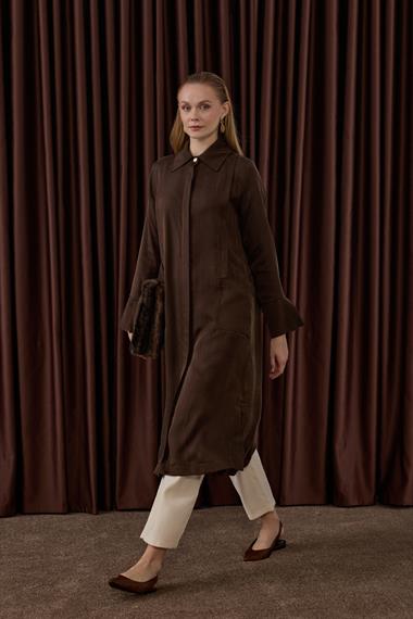 Calvin Aller Cep Detaylı Uzun Tunik KAHVERENGİ