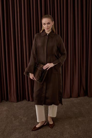 Calvin Aller Cep Detaylı Uzun Tunik KAHVERENGİ