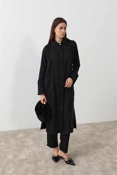 Calvin Aller Cep Detaylı Uzun Tunik SİYAH