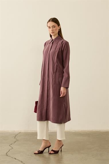 Calvin Allerli Cep Detaylı Modal Uzun Tunik MÜRDÜM