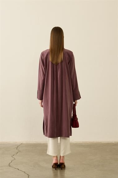 Calvin Allerli Cep Detaylı Modal Uzun Tunik MÜRDÜM