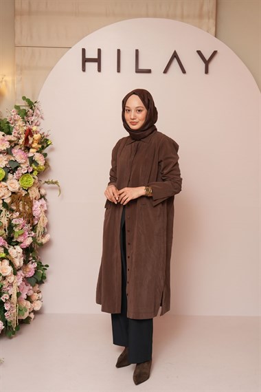 Calvin Allerli Cep Detaylı Modal Uzun Tunik KAHVERENGİ