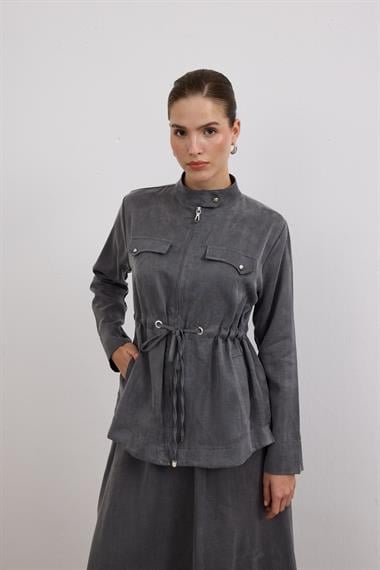 Candy Belden Bağcıklı Etekli Takım GRİ