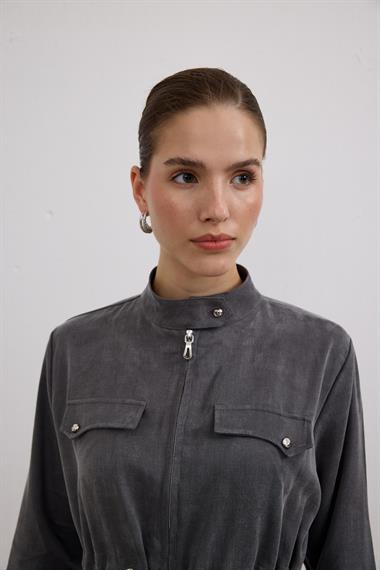 Candy Belden Bağcıklı Etekli Takım GRİ