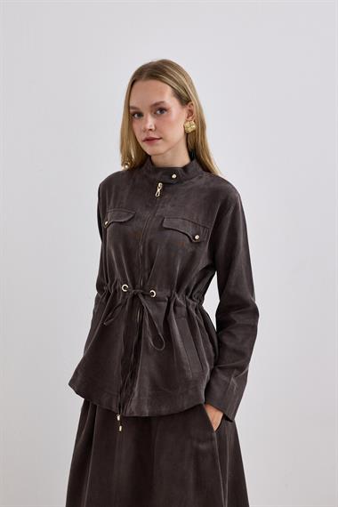 Candy Belden Bağcıklı Etekli Takım KAHVERENGİ