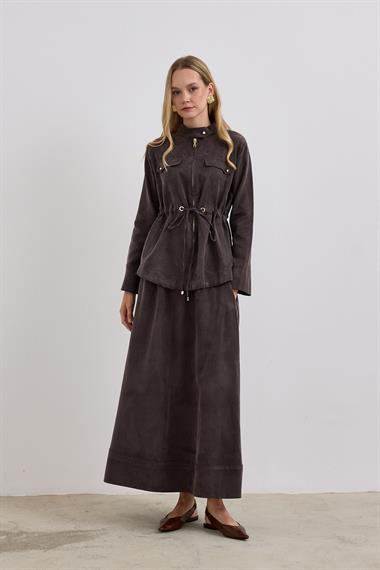 Candy Belden Bağcıklı Etekli Takım KAHVERENGİ