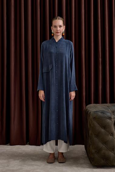 Capri Asimetrik Cepli Uzun Tunik LACİVERT