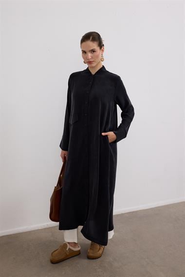 Capri Asimetrik Cepli Uzun Tunik SİYAH