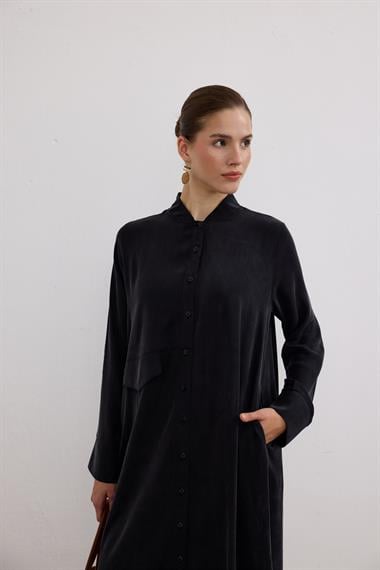 Capri Asimetrik Cepli Uzun Tunik SİYAH