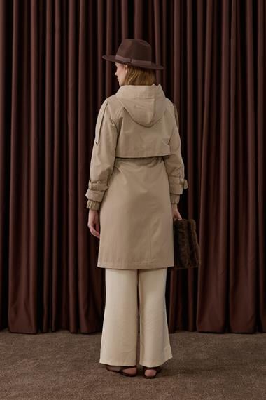 Carrot Fermuarlı Kapüşonlu Yağmurluk BEJ