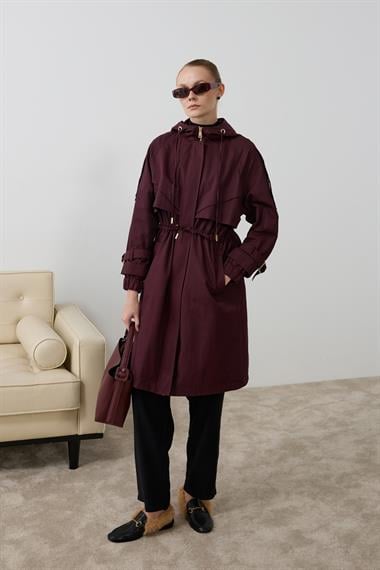 Carrot Fermuarlı Kapüşonlu Yağmurluk MÜRDÜM