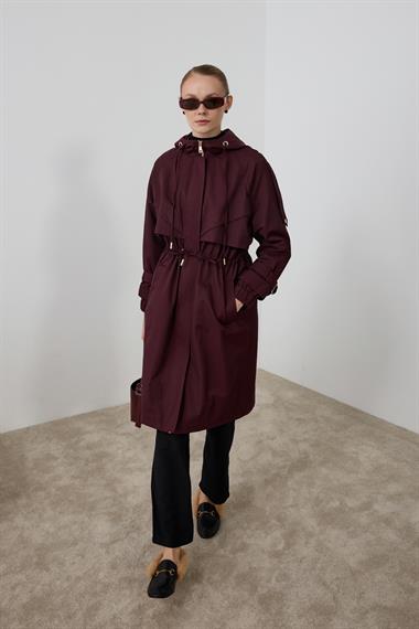 Carrot Fermuarlı Kapüşonlu Yağmurluk MÜRDÜM