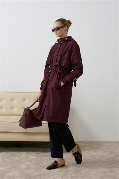 Carrot Fermuarlı Kapüşonlu Yağmurluk MÜRDÜM