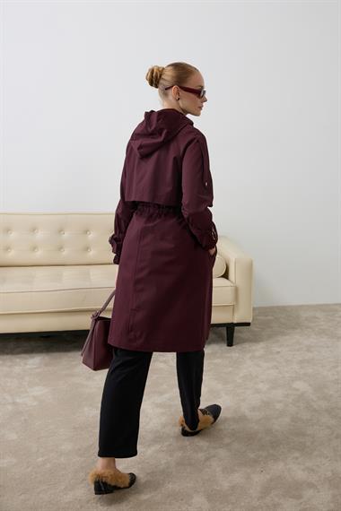 Carrot Fermuarlı Kapüşonlu Yağmurluk MÜRDÜM