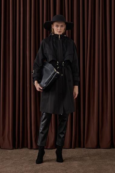 Carrot Fermuarlı Kapüşonlu Yağmurluk SİYAH